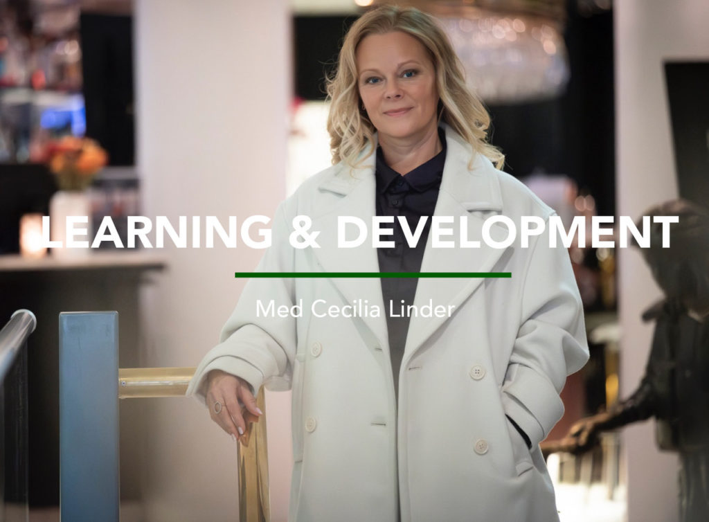 En porträttbild på Cecilia Linder, kvinnlig HR-konsult. Denna bild används som en ram i siddesignen och har ett rent dekorativt syfte. Intenco HR-konsulter. Interim HR. HR-rekrytering.